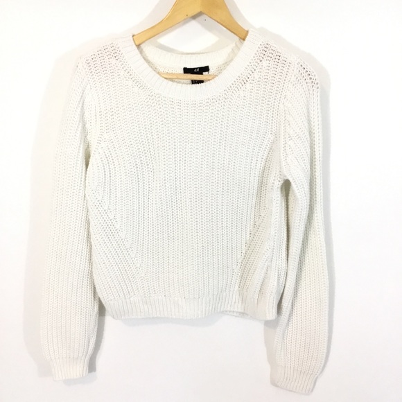 white crew neck sweater h&m